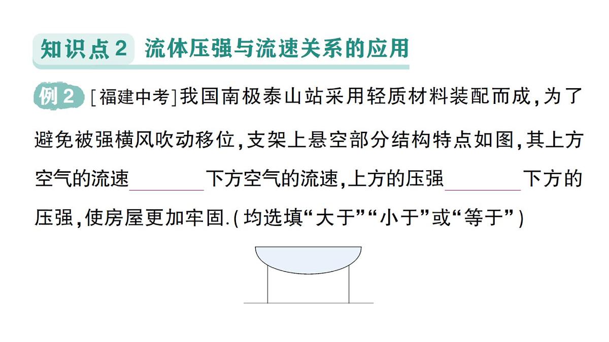 初中物理新沪科版八年级全册第八章第四节 流体压强与流速的关系作业课件（2025春）第4页