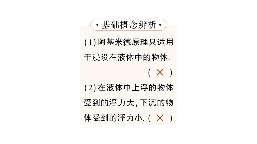 初中物理新沪科版八年级全册第九章第三节 阿基米德原理作业课件（2025春）第5页