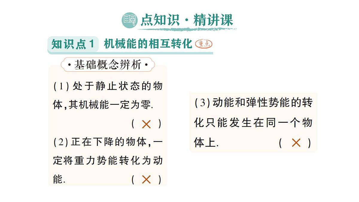 初中物理新沪科版八年级全册第十章第四节 机械能转化及其应用作业课件（2025春）第2页