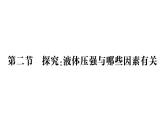 初中物理新滬科版八年級(jí)全冊(cè)第八章第二節(jié) 探究：液體壓強(qiáng)與哪些因素有關(guān)作業(yè)課件（2025春）