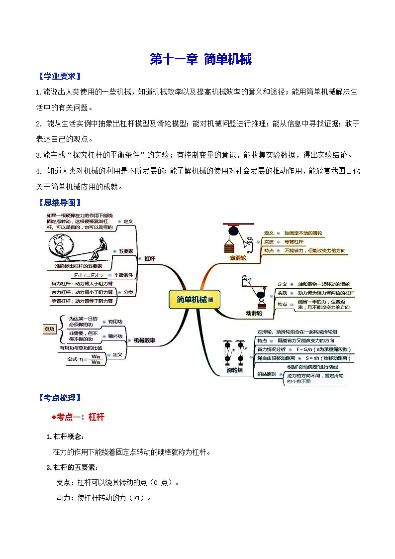 第十一章 简单机械 单元复习（教学设计）第1页
