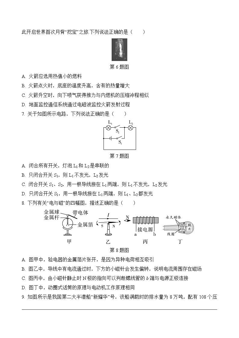 2025年九年级中考物理选择题、填空题专项训练题组8（附答案）第2页