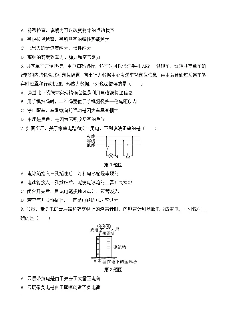 2025年九年级中考物理选择题、填空题专项训练题组10（附答案）第2页