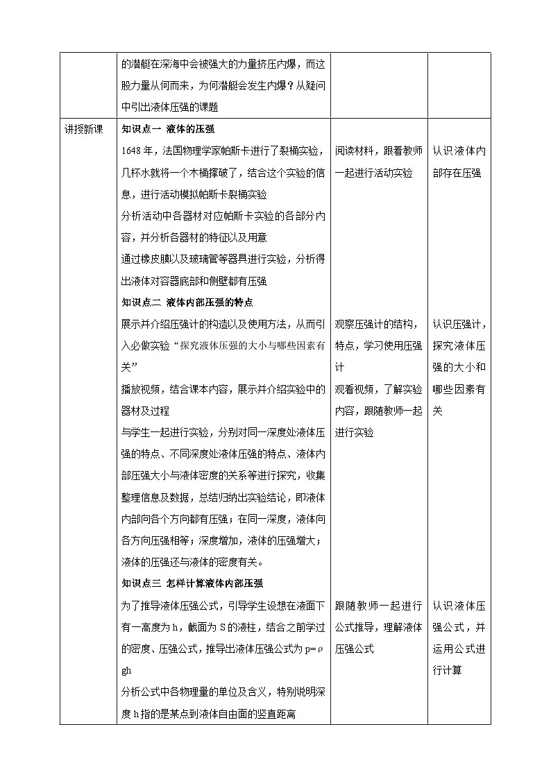 8.2 液体的压强 核心素养教学设计.docx第2页