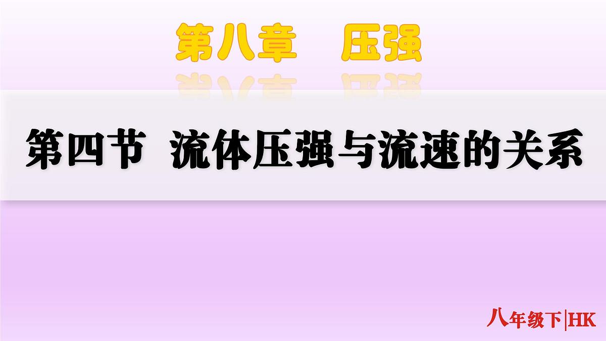 8.4 流体压强与流速的关系 2025学年沪科版八年级全一册物理 课件第1页