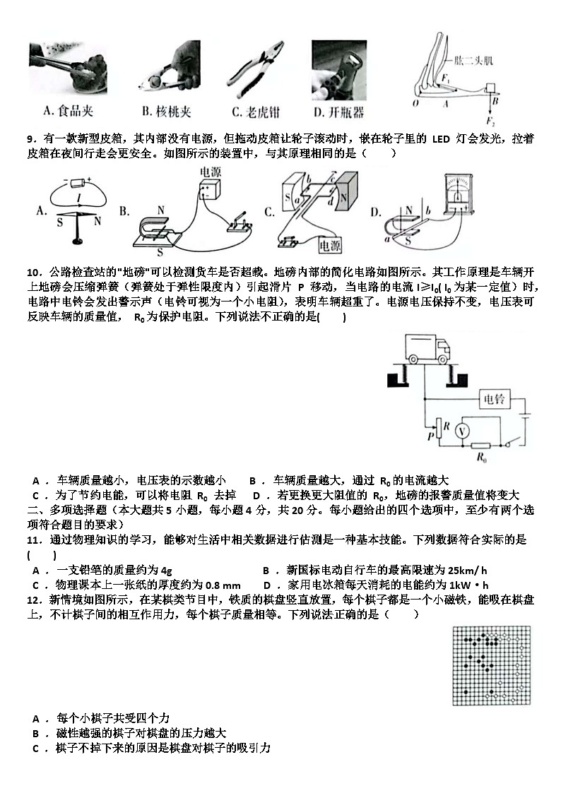 2025年九年级下学期物理模拟考试试题(适用沪科版)（含答案）第2页