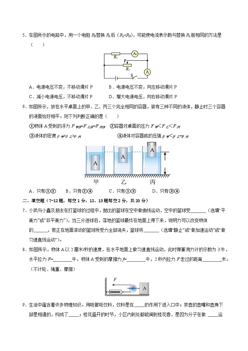 2025年中考第一次模拟考试题：物理（上海卷）（原卷版）第2页