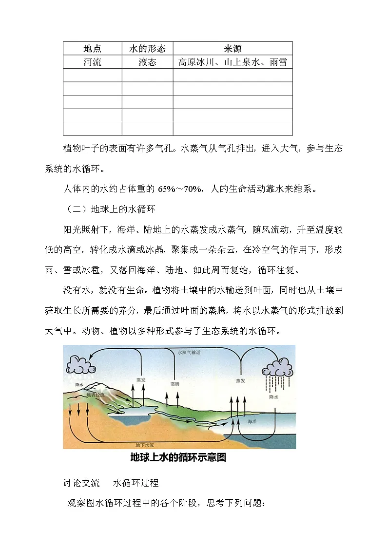 5.5 跨学科实践：地球上的水循环 教案第3页