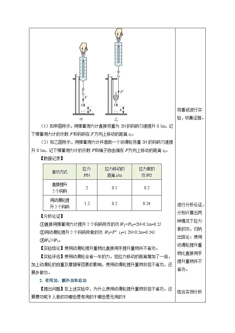 新人教版物理 八下 12-4机械效率 教学设计第3页