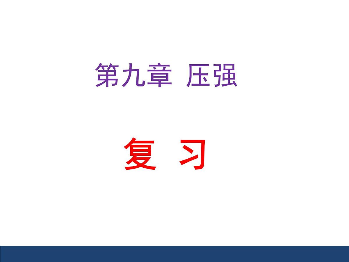 新人教版物理 八下 第九章《压强》章末复习课件第1页