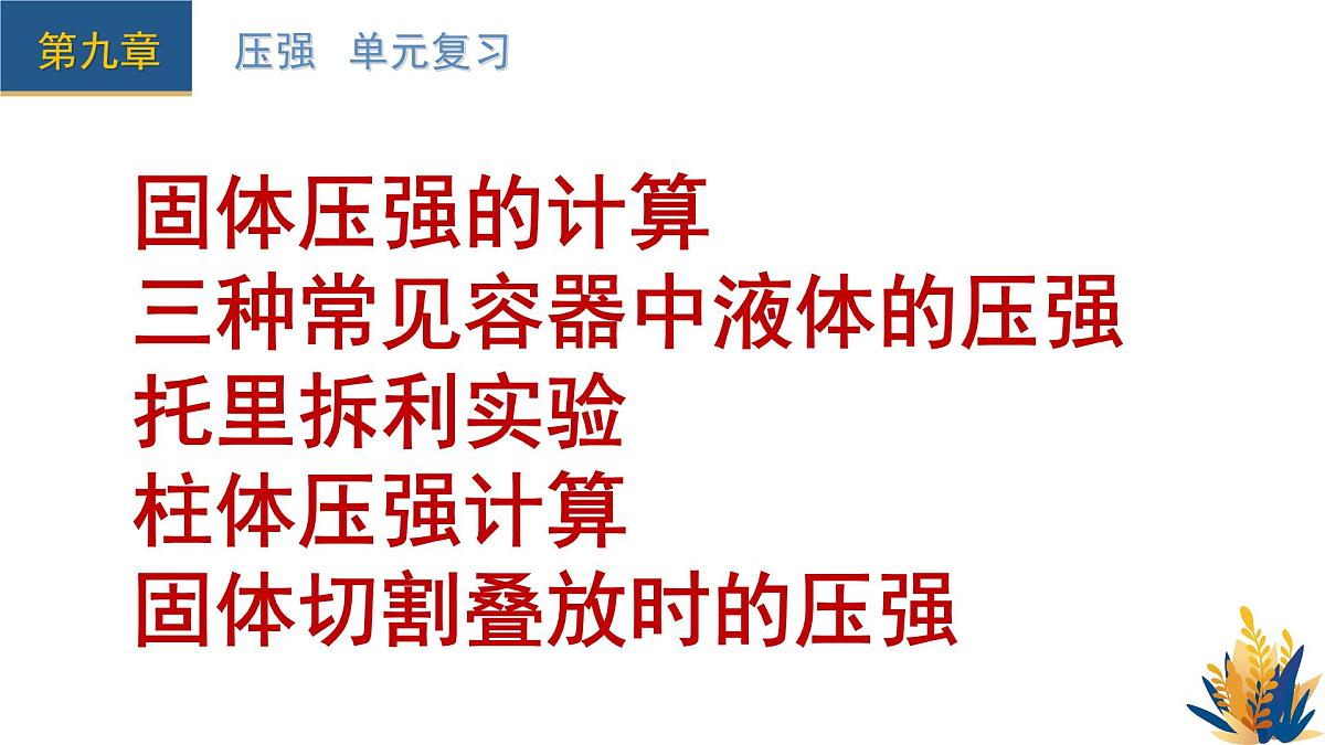 新人教版物理 八下 课件：第九章 压强 单元复习第4页