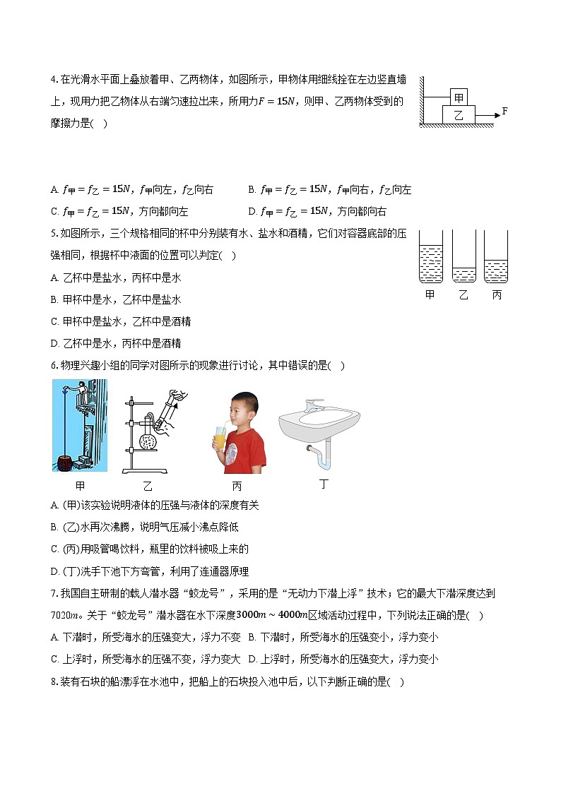 2023-2024学年山东省济宁市嘉祥县八年级（下）期中物理试卷-学生用卷第2页
