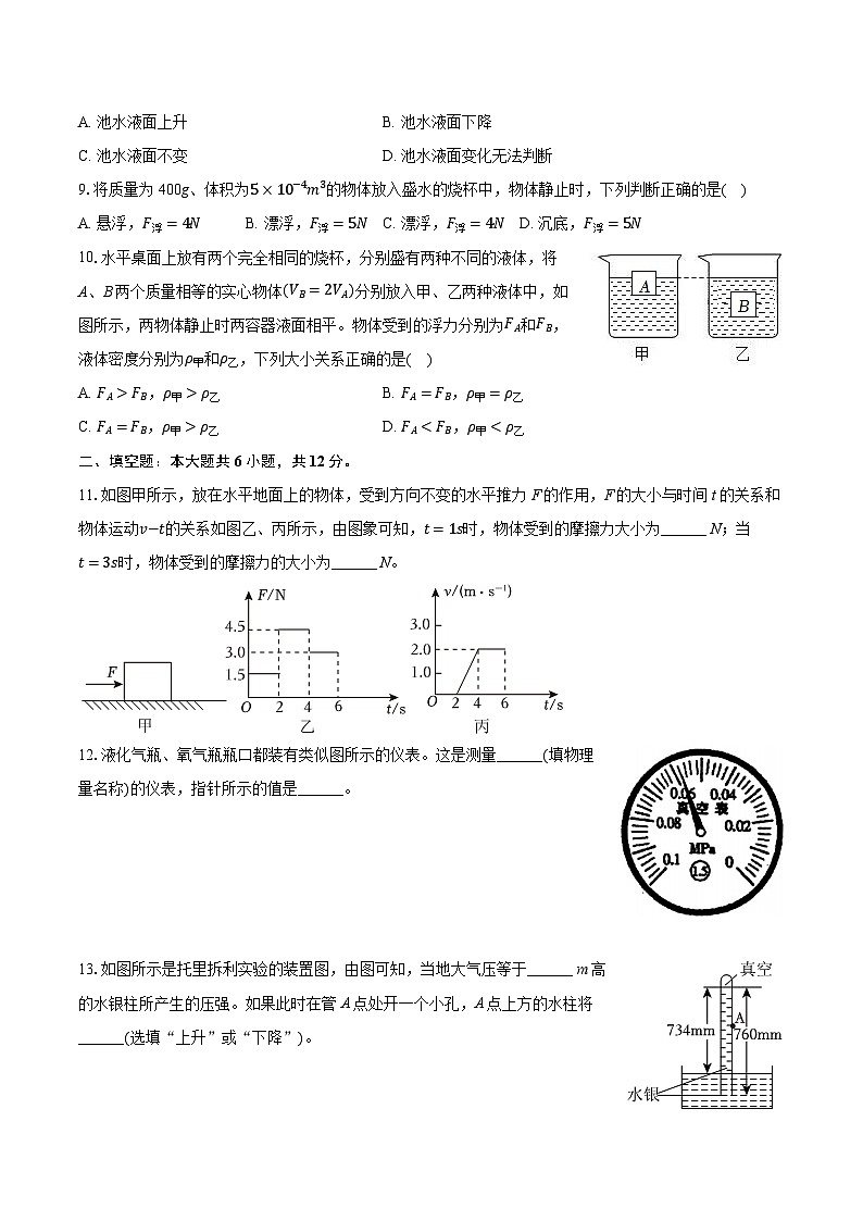 2023-2024学年山东省济宁市嘉祥县八年级（下）期中物理试卷-学生用卷第3页