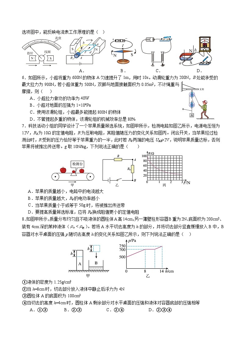2025年中考第一次模拟考试卷：物理（重庆卷）（原卷版）第2页