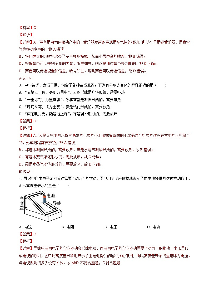 2025年中考第一次模拟考试卷：物理（福建卷）（解析版）第2页