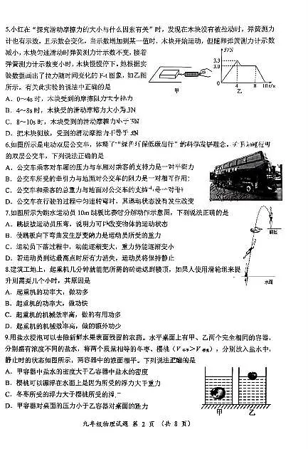2025年山东省济南市槐荫区中考一模物理试题及其答案第2页