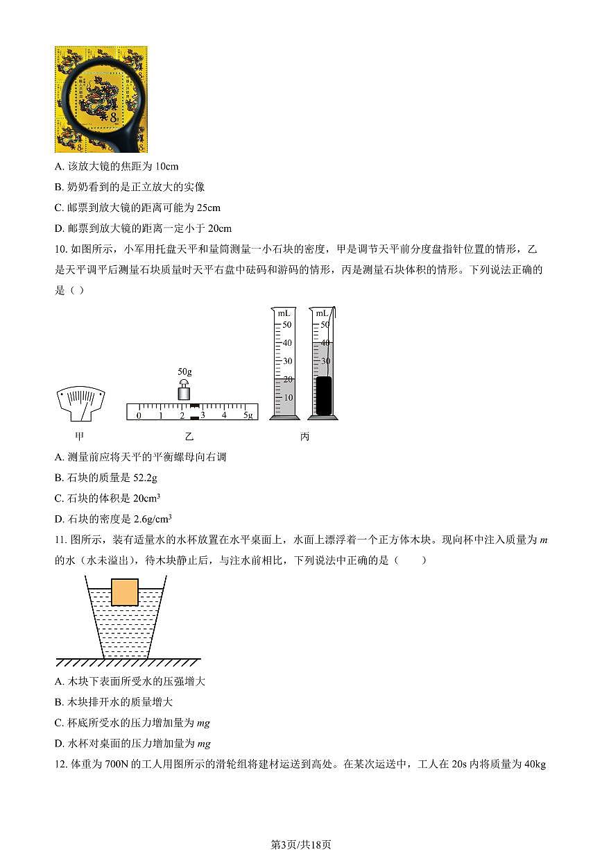 2025北京陈经纶中学分校初三（下）开学考物理试卷（教师版）第3页