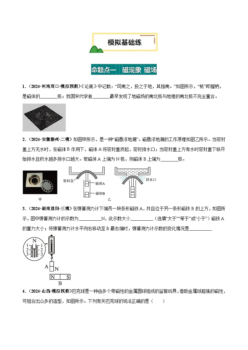 2025年中考物理复习专题复习专题19 电与磁（练习）（原卷版）第2页