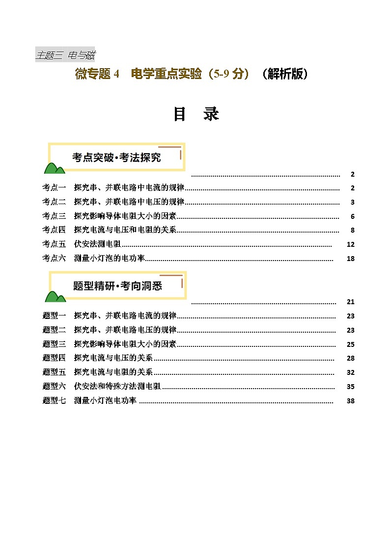 2025年中考物理复习电学专题复习专题4  电学重点实验（讲义）（解析版）第1页