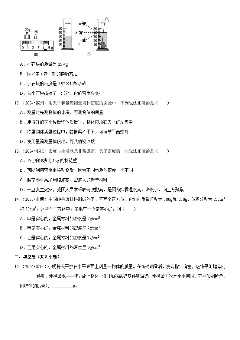 第06章 质量与密度（易错真题汇编）（原卷版）第3页