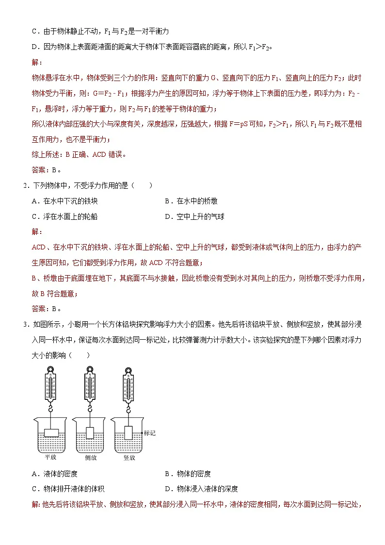 第10章 浮力（核心考点讲练）（解析版）第2页