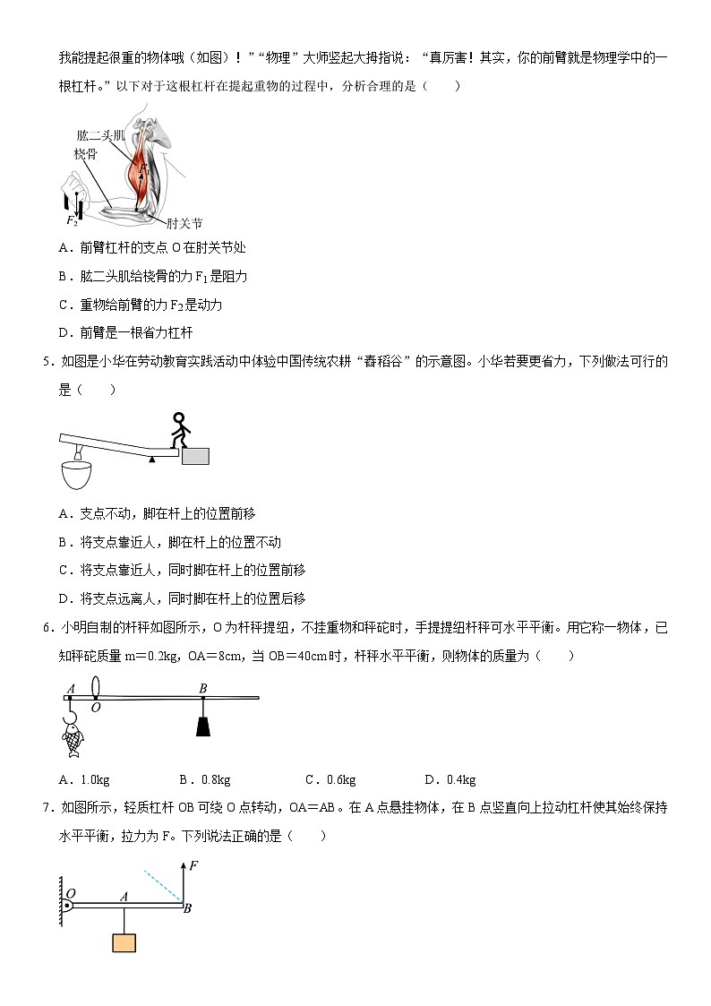 第12章 简单机械（核心考点讲练）（原卷版）第3页