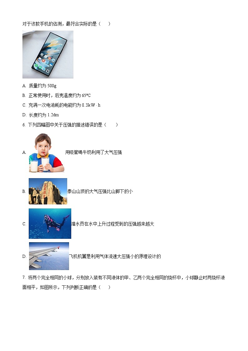 2025年山东省聊城市冠县中考一模物理试题（原卷版+解析版）第2页