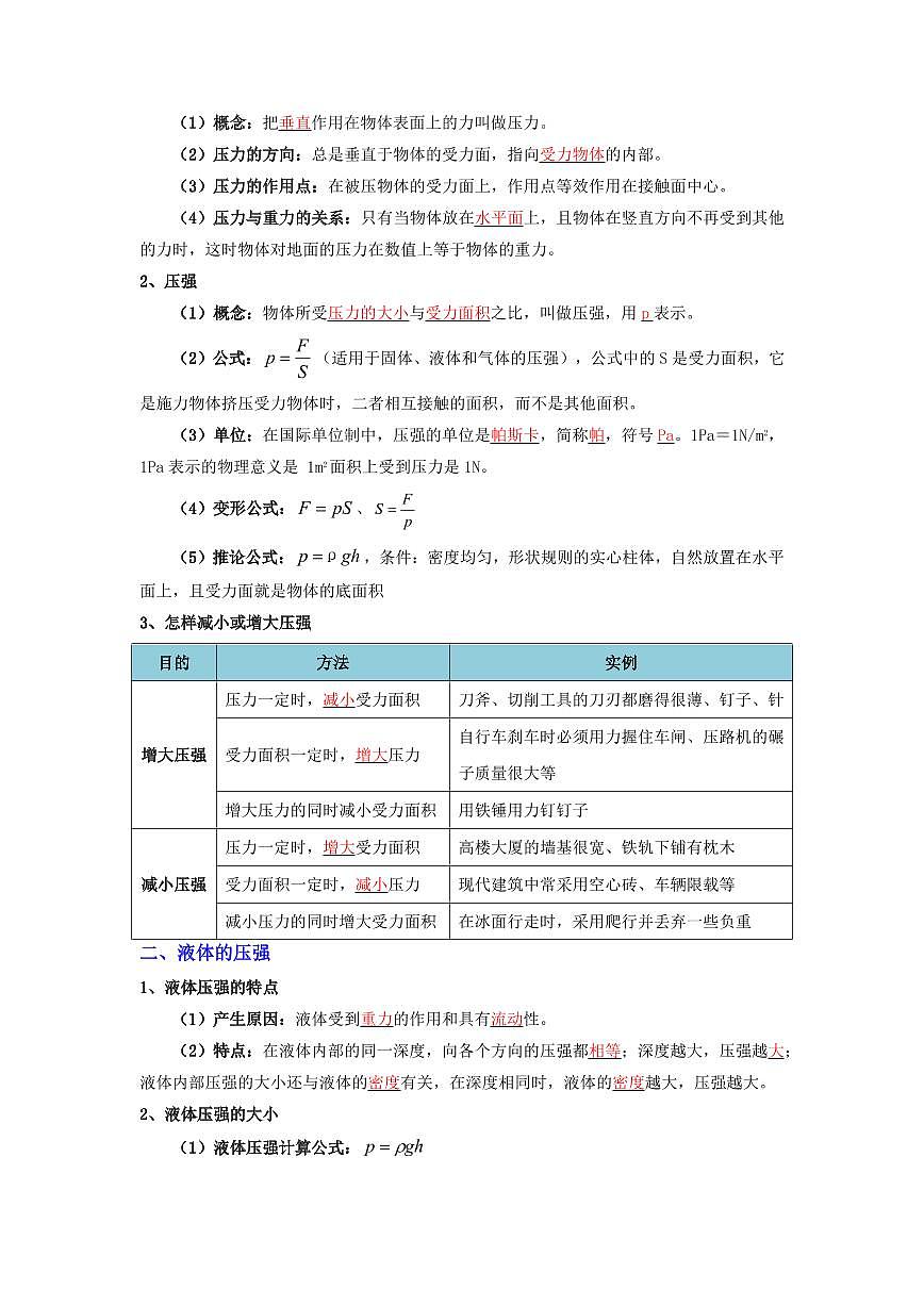 专题02 压强和浮力(考点清单)(解析版)第2页