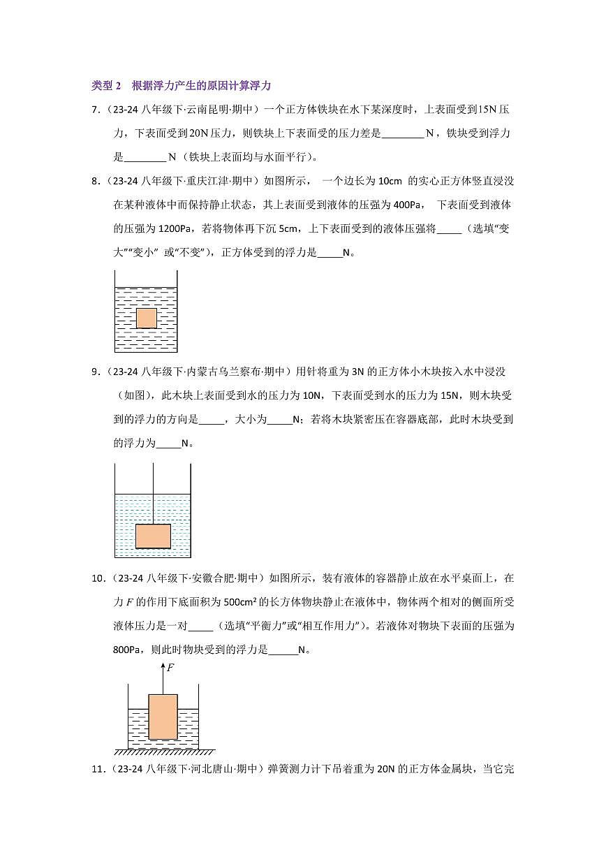 专题06  浮力的计算(考题猜想)(原卷版)第3页