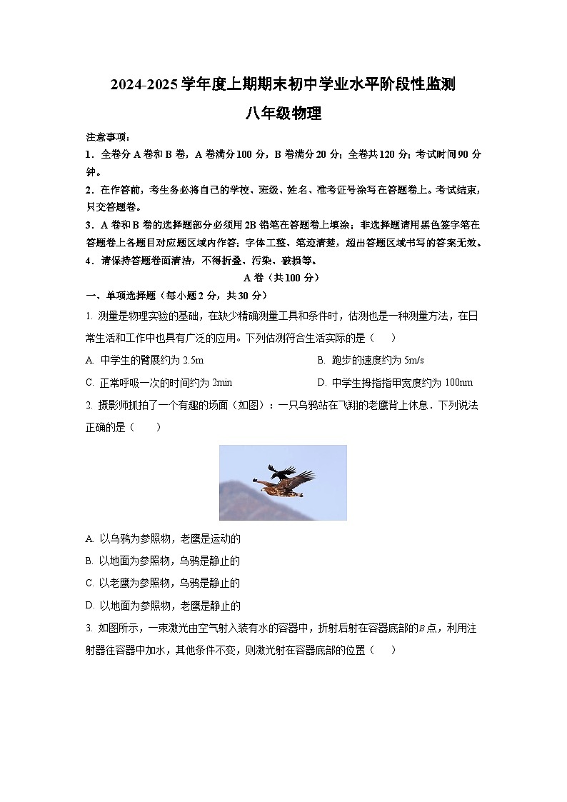 四川省成都市成华区2024-2025学年八年级上学期期末监测物理试卷第1页