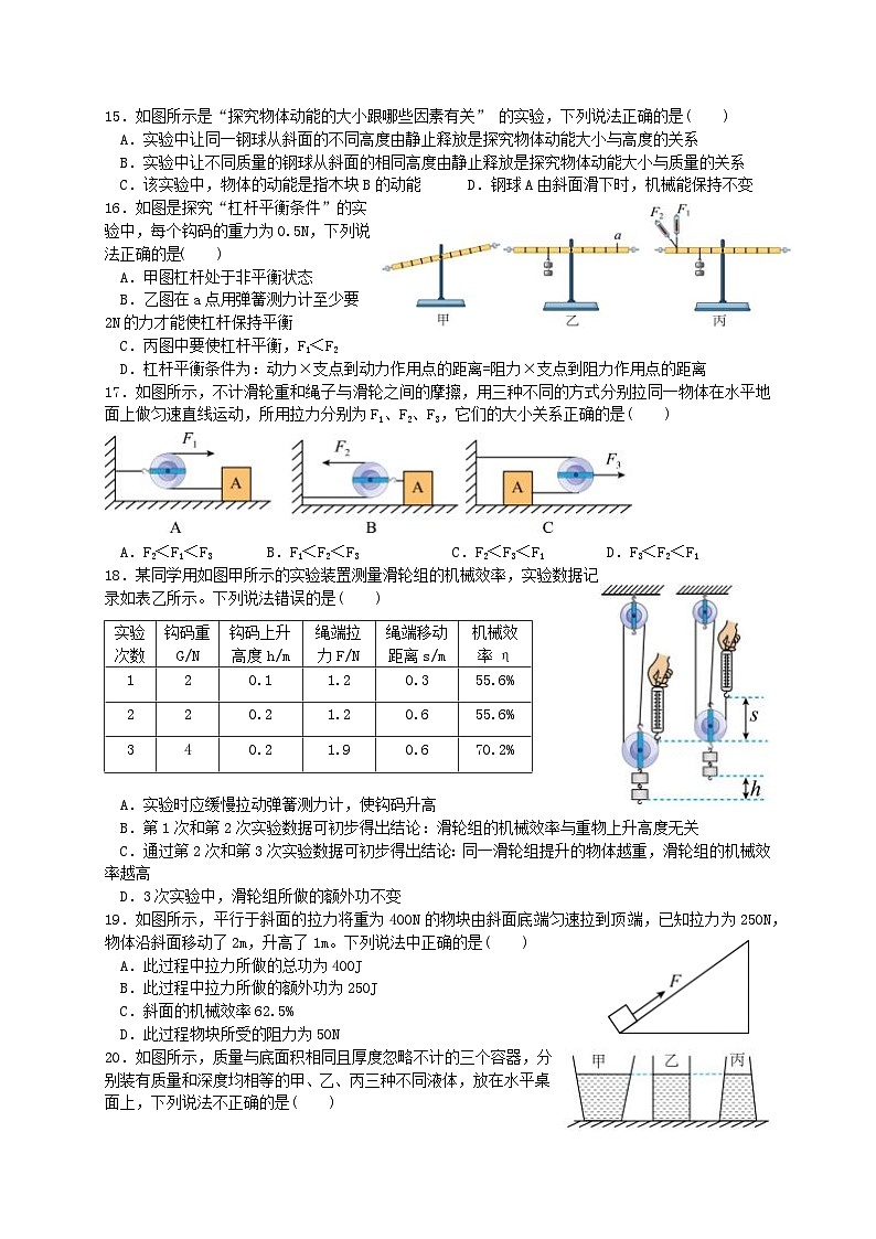 河北省石家庄市第七中学2023-2024学年下学期八年级物理期末考试试卷+第3页