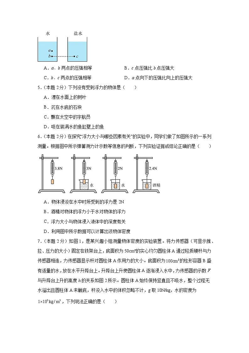 广东省深圳市2024-2025学年八年级下学期期中物理练习卷第2页