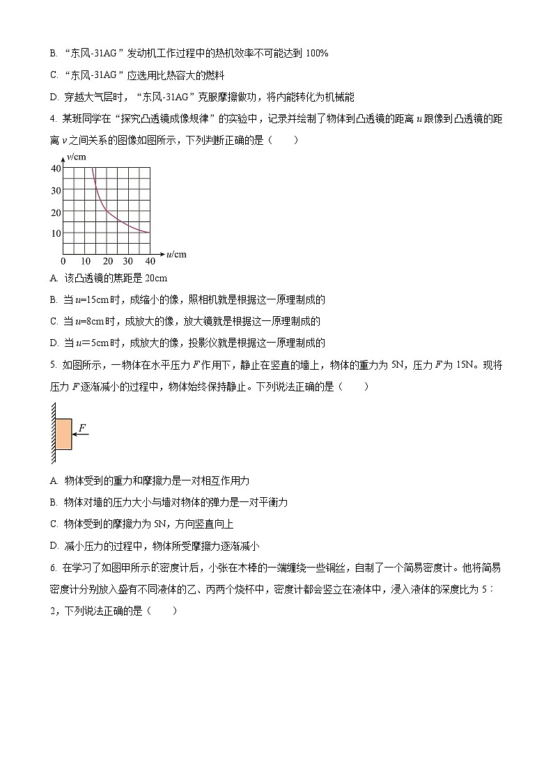 2025年四川省泸州市合江县马街中学校中考二模物理试题（原卷版+解析版）第2页