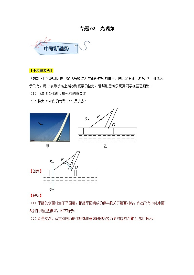 备战2025年中考物理真题分类汇编（全国通用）专题02光现象（第02期）（教师版）第1页