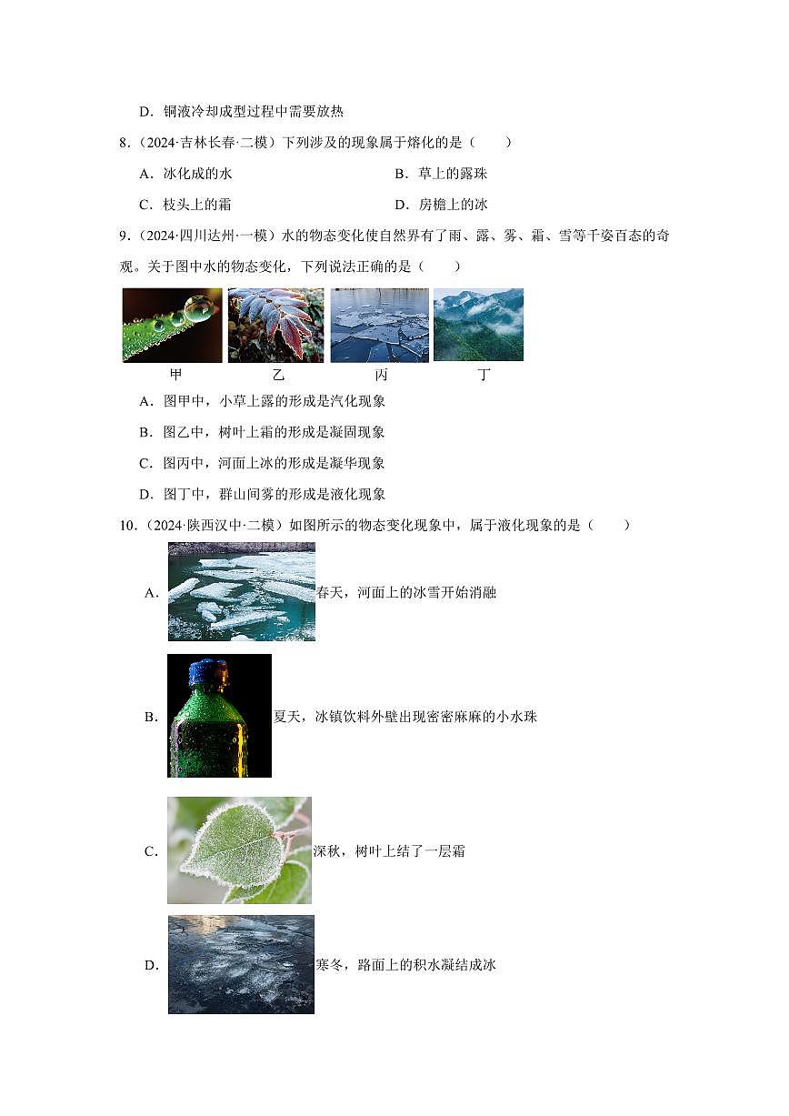 专题04 物态变化 专项精练（原卷版）2025年中考物理一轮复习重难题型精讲精练（全国通用）[完整版]第3页