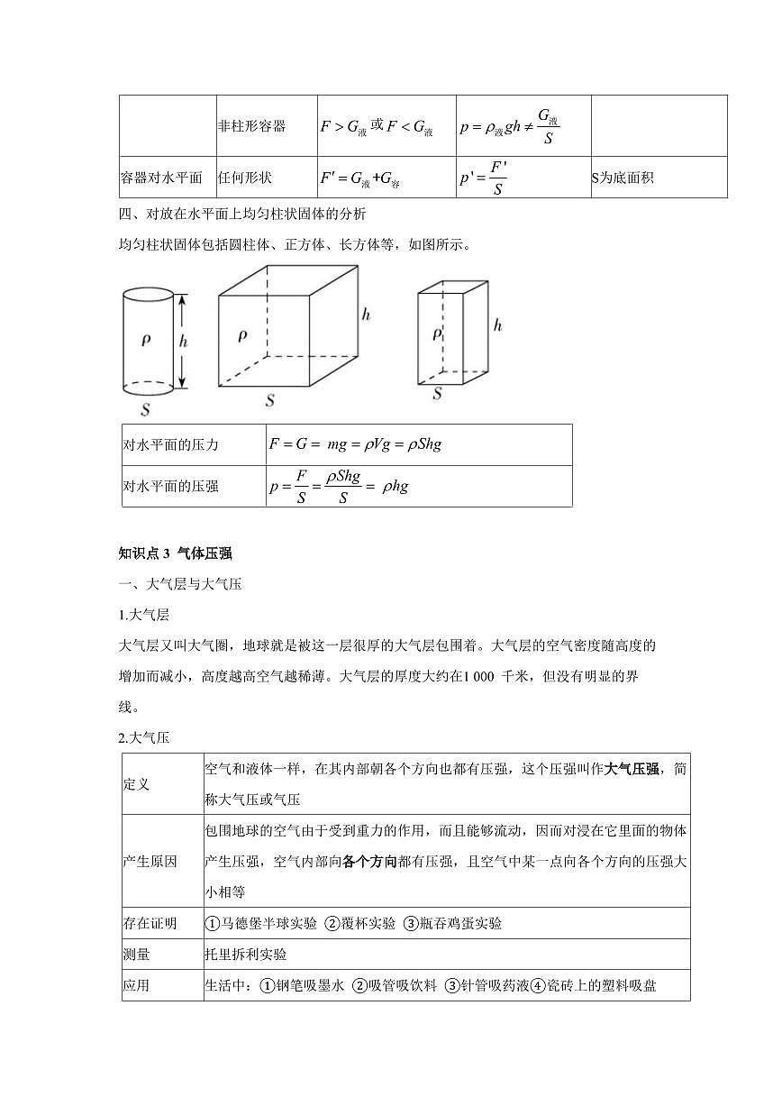 专题09 压强 知识精讲（解析版）2025年中考物理一轮复习重难题型精讲精练（全国通用）[完整版]第3页