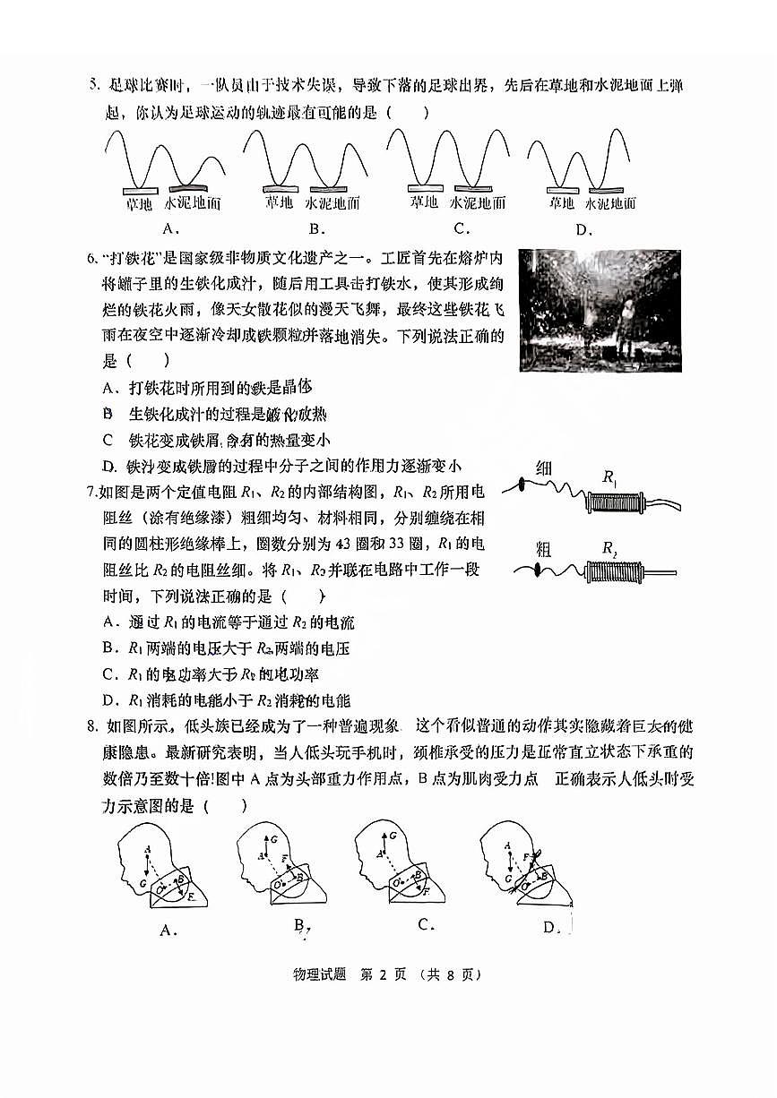 2025年济南市高新初三一模物理试题（无答案）第2页