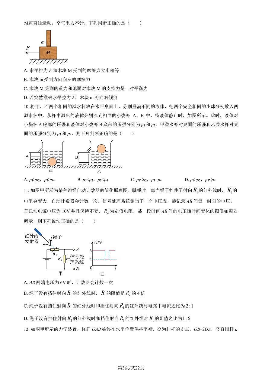 2025北京一七一中初三零模[中考模拟]物理试卷（教师版）第3页