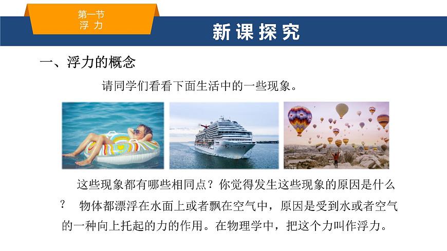 2025年春鲁教版初中物理八年级下册同步授课课件 第八章 浮力  第一节 浮力第3页