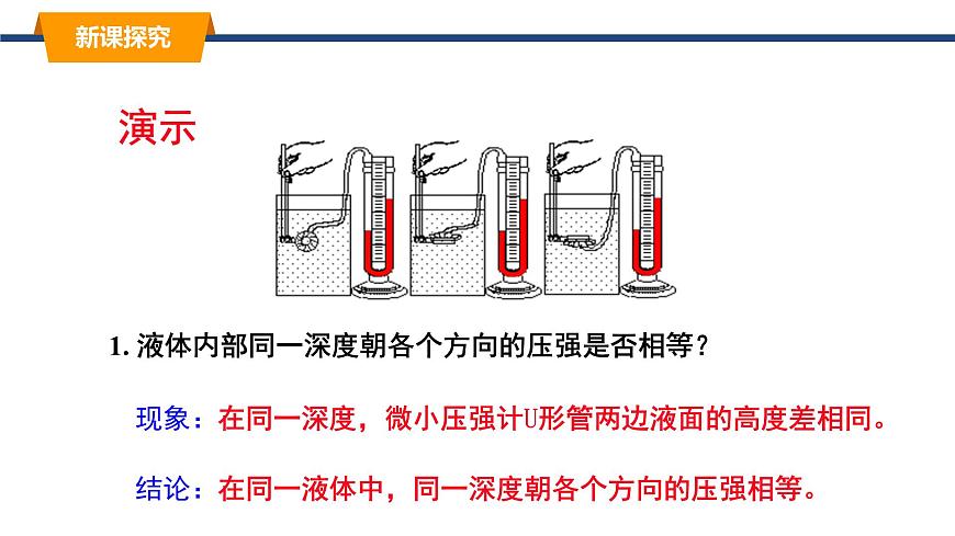 2025年春教科版物理八年级下册同步授课课件 9_2_液体的压强（1）第8页