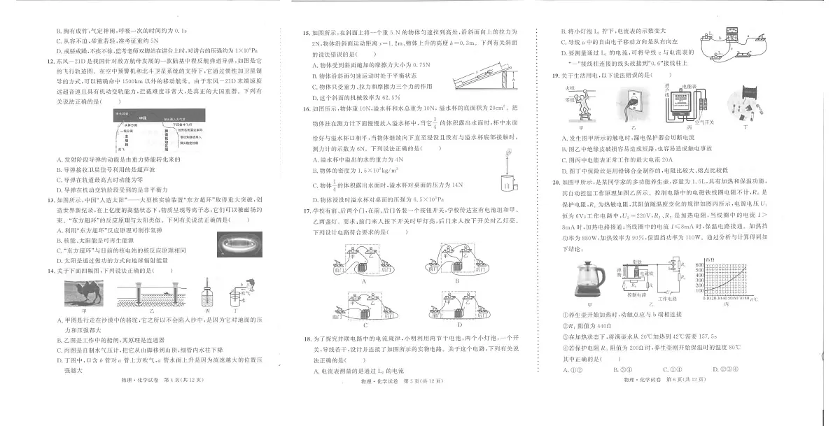 2024年湖北省武汉市中考物理化学模拟试卷　（中考模拟）第2页