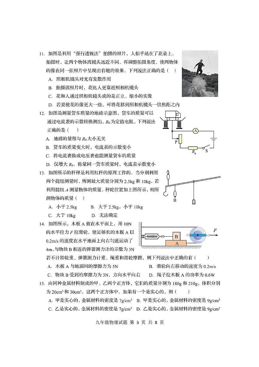 2025年山东省临沂市莒南县中考一模物理试题（中考模拟）第3页