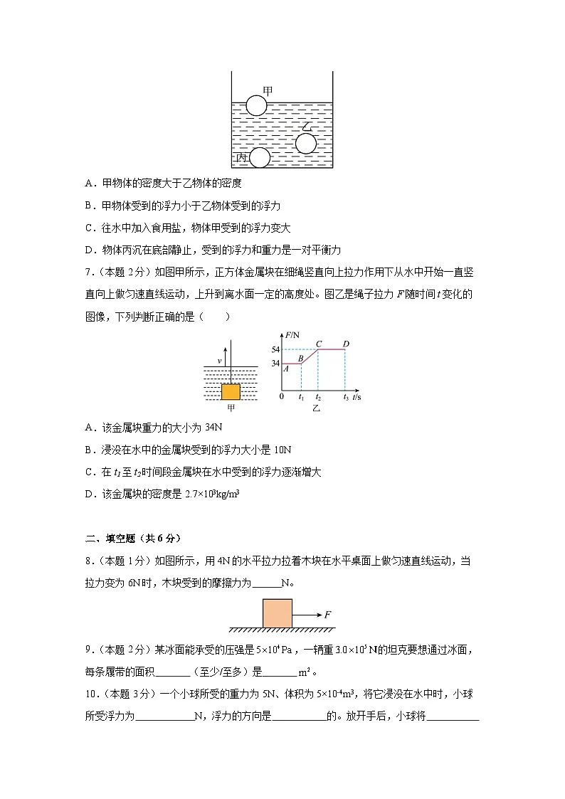 广东省深圳2024-2025学年八年级下学期期中练习卷物理（解析版）第3页
