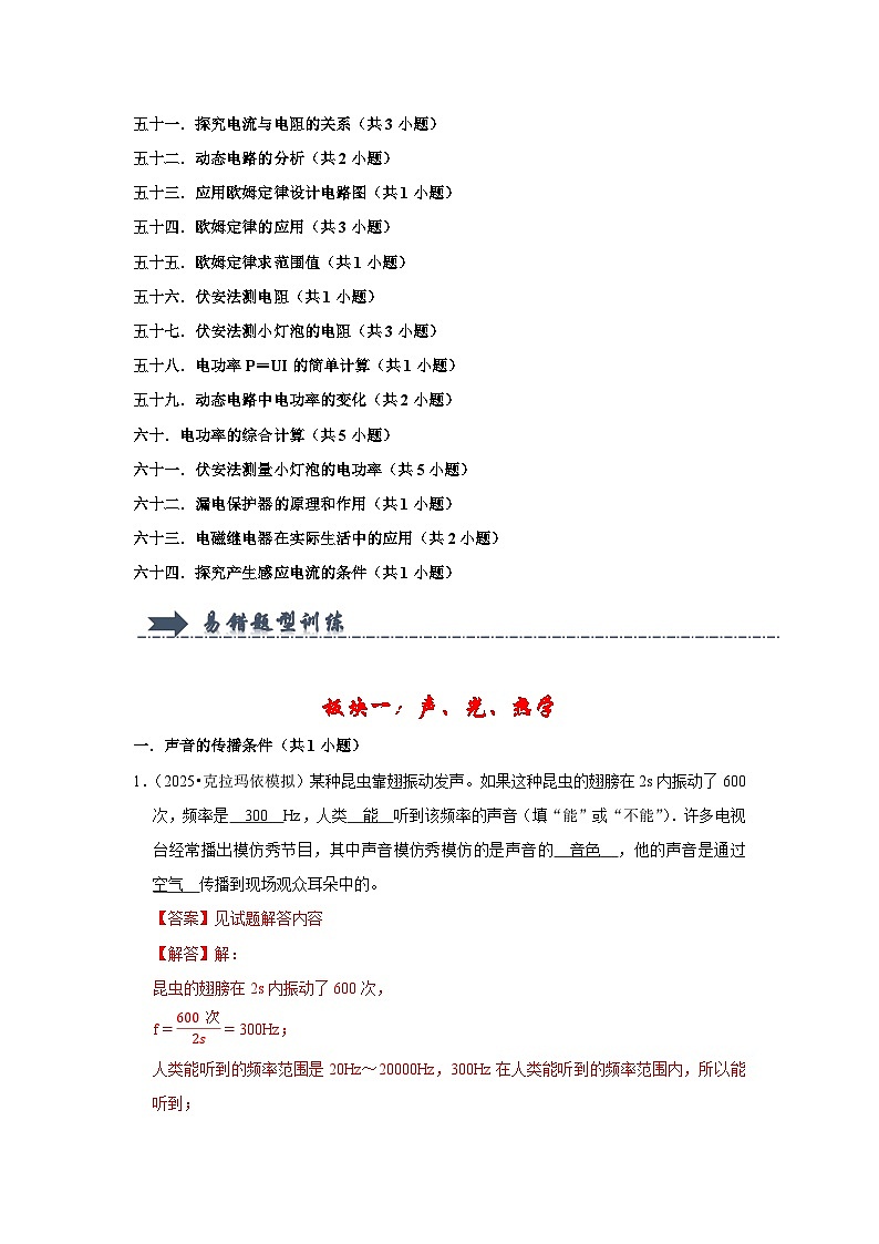 2025年年中考物理综合复习（易错训练100题64大考点）（解析版）第3页