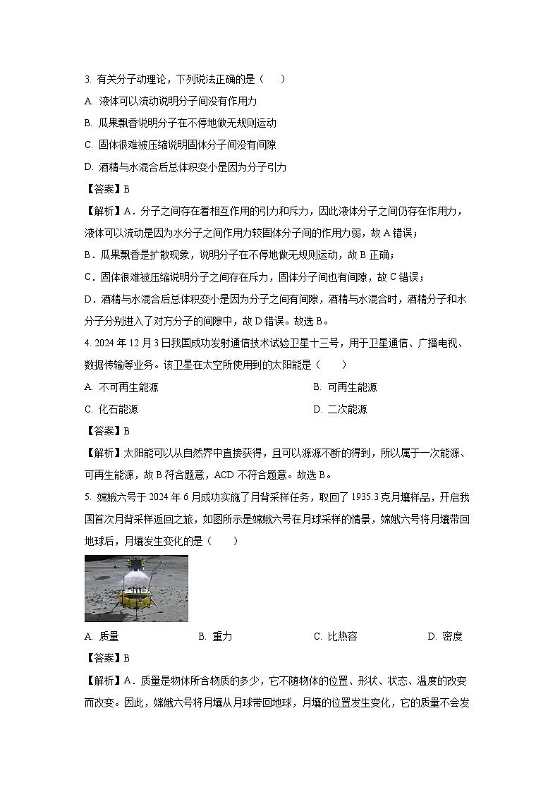 广东省惠州市惠城区十校联考2024-2025学年九年级下学期3月月考物理试卷（解析版）第2页