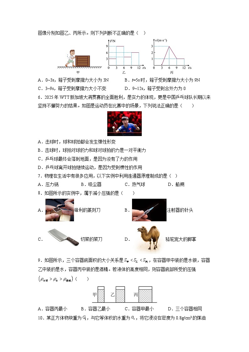 江苏省泰州市2024-2025学年八年级下5月份月考模拟练习卷+物理试卷（解析版）第2页