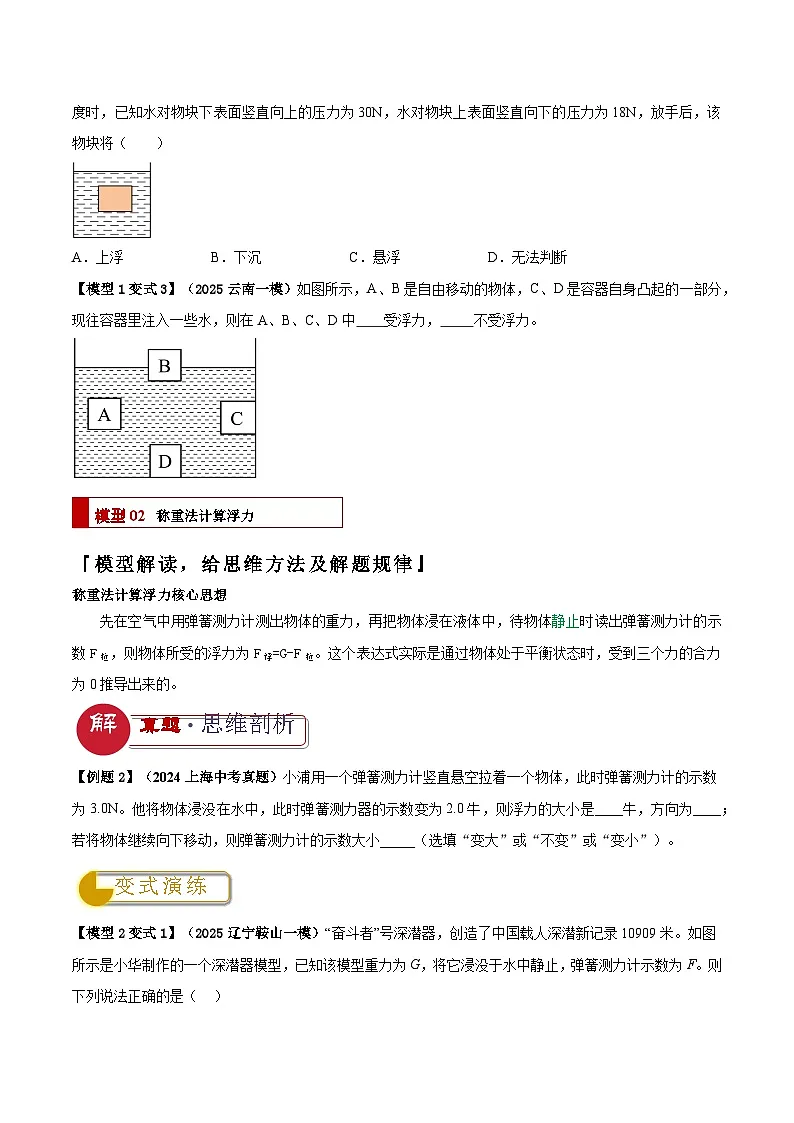 2025年中考物理答题技巧与模式(通用版)专题07浮力的四种计算方法(学生版+解析)特训第3页