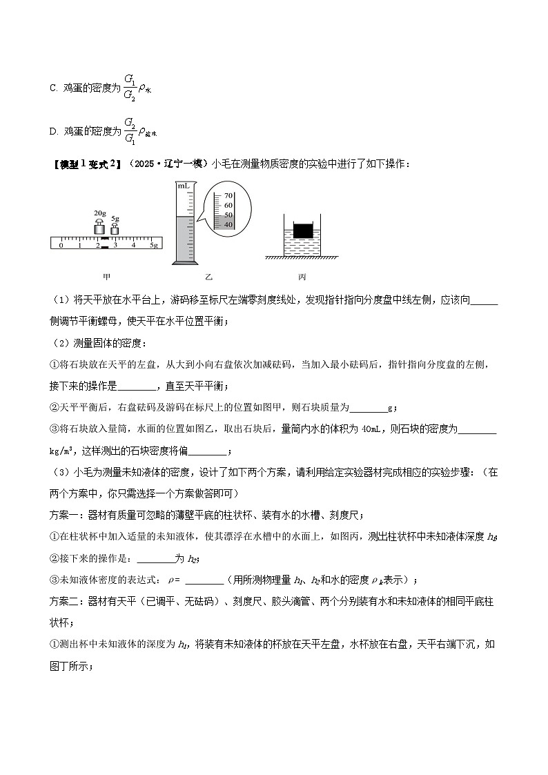 2025年中考物理答题技巧与模式(通用版)专题09特殊方法测量密度(学生版+解析)特训第3页