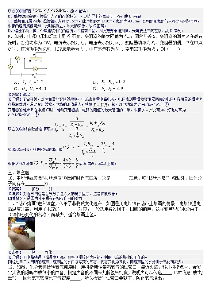 2025年辽宁省大连市普兰店中考一模物理试题(答案版)第3页