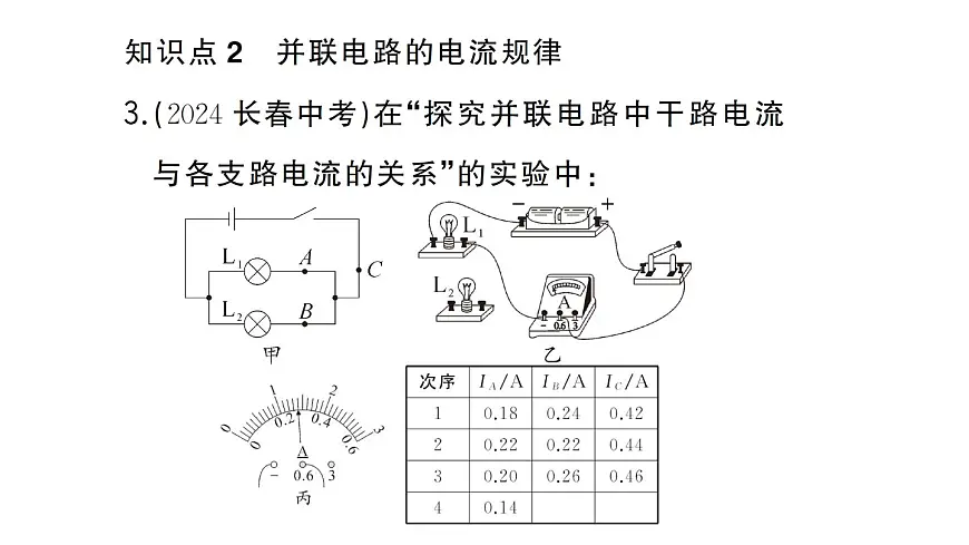 初中物理新人教版九年级全册第十五章第五节 串、并联电路中电流的规律作业课件2025秋第8页